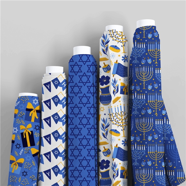 polyester cotton hanukkah series polyester cotton fabric set (8 pcs/set) polyester cotton fabric,20*20cm(7.9*7.9