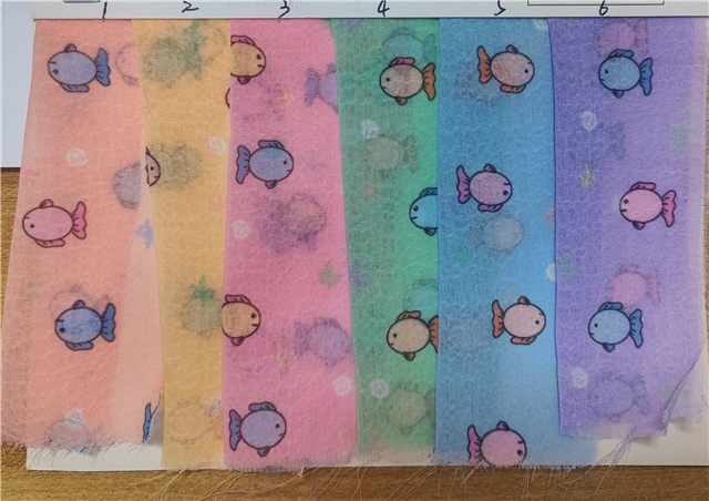 small fish printed chiffon fabric