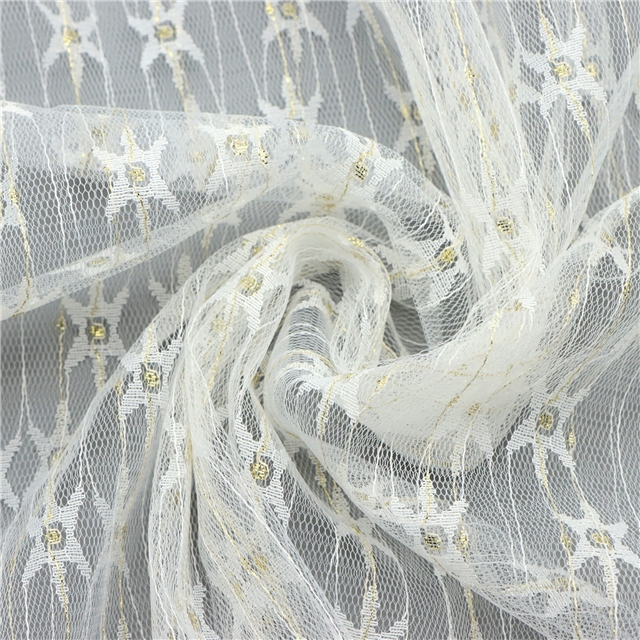 golden thread hexagonal star jacquard mesh fabric