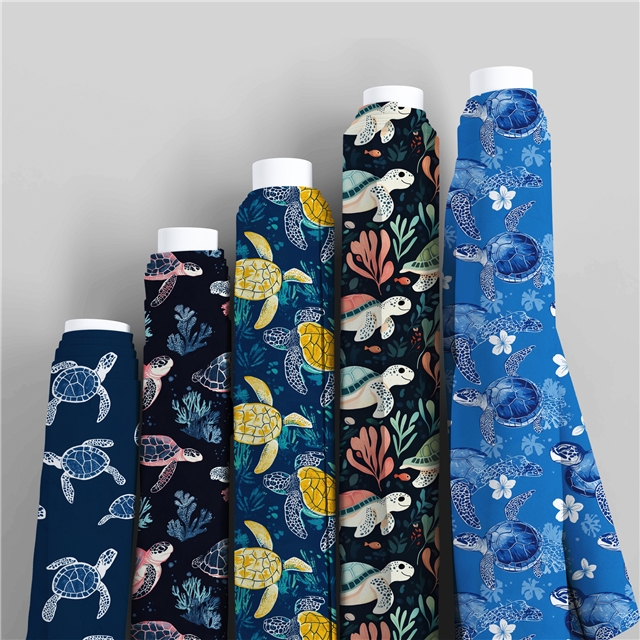 polyester cotton sea turtle series polyester cotton fabric set (10 pcs/set)