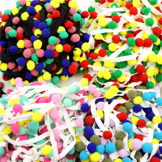 polyester colored ball lace
