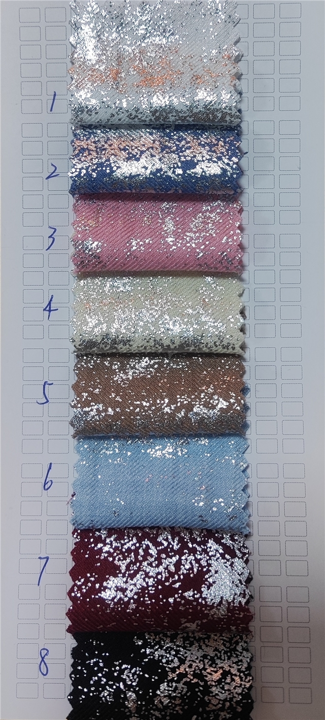 silver hot stamping twill polyester fabric