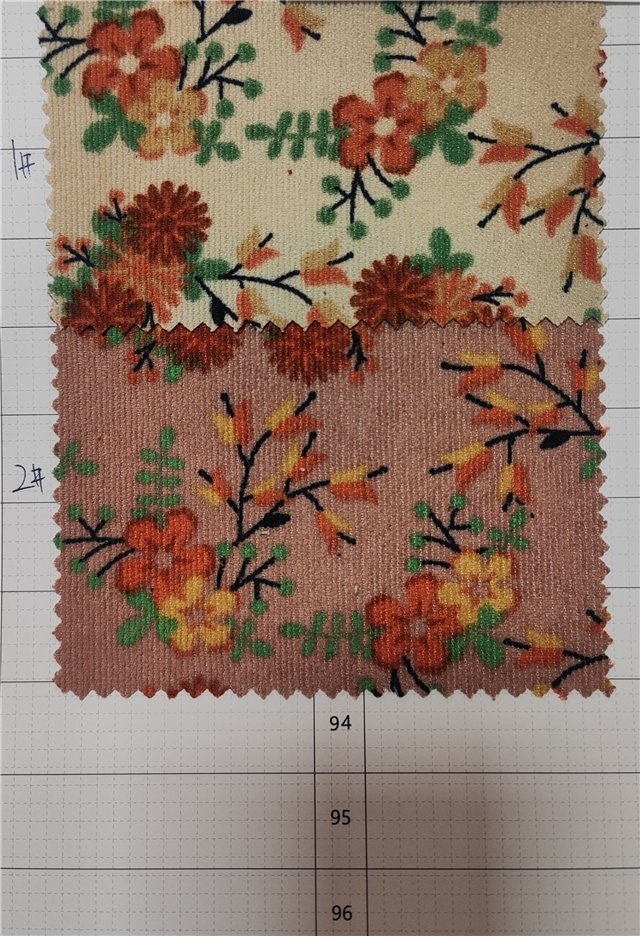 flower printed corduroy fabric