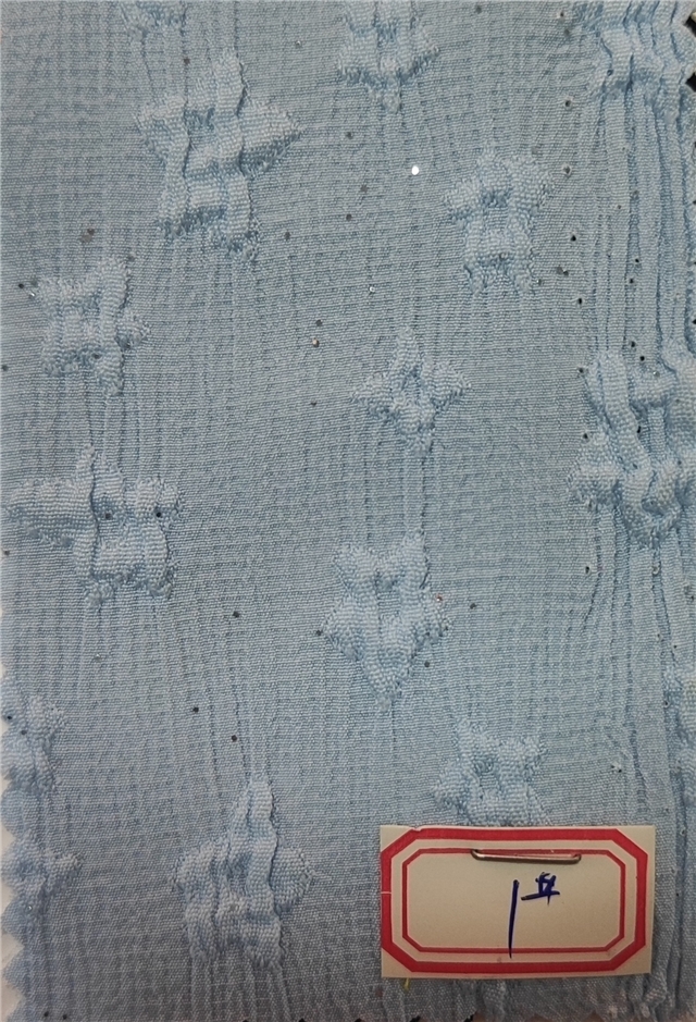 glitter embossed flower pleated polyester fabric
