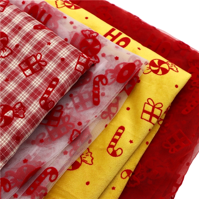 velvet christmas candy gift polyester yarn dyed fabric