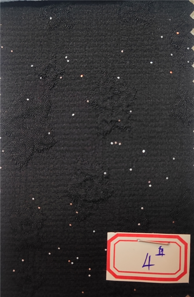 glitter embossed flower pleated polyester fabric