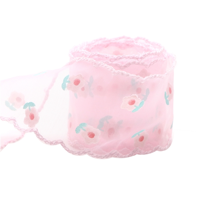single sided printed mesh moon ribbon pink,38mm(1-1/2