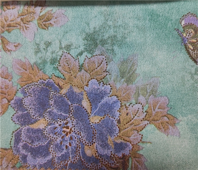 2 ways hot stamping flower butterfly suede Fabric