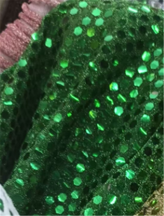 gold and silver wire hexagon sequins fabric