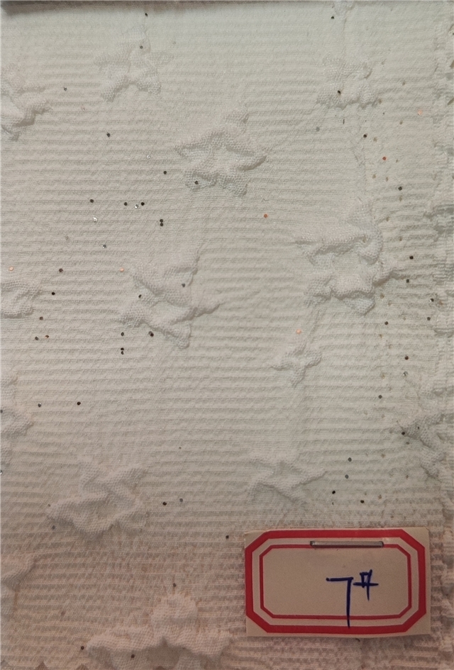 glitter embossed flower pleated polyester fabric