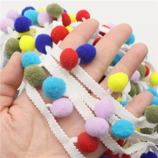 polyester colored ball lace