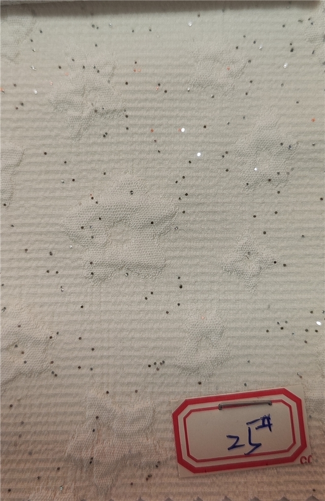 glitter embossed flower pleated polyester fabric