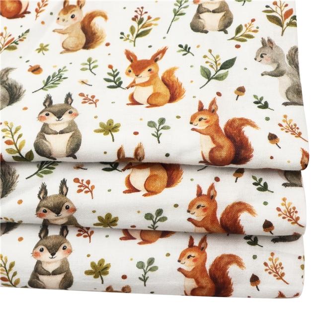 cotton Cartoon squirrel cotton double-layer yarn digital printing fabric
