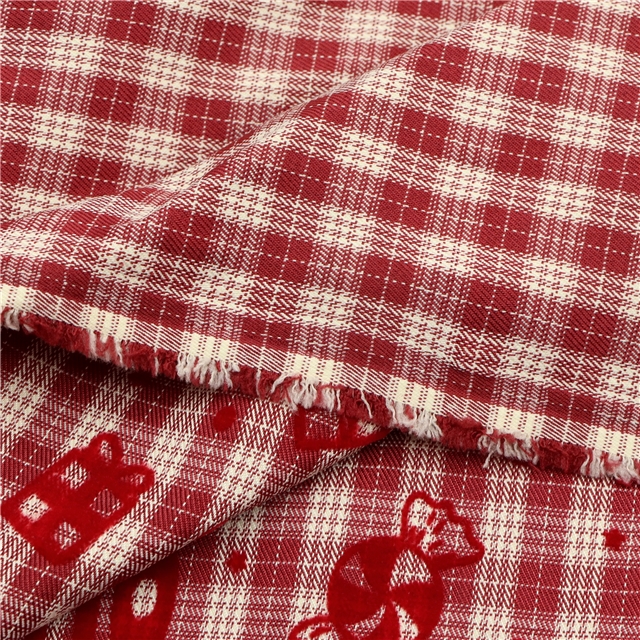 velvet christmas candy gift polyester yarn dyed fabric