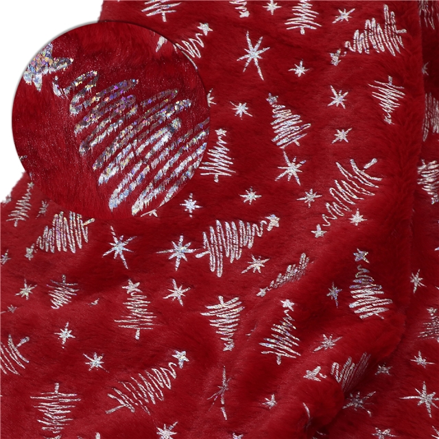 laser hot silver christmas tree velvet fabric