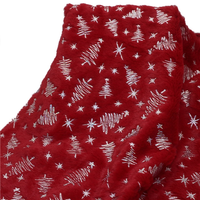 laser hot silver christmas tree velvet fabric