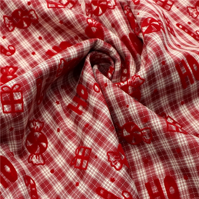 velvet christmas candy gift polyester yarn dyed fabric