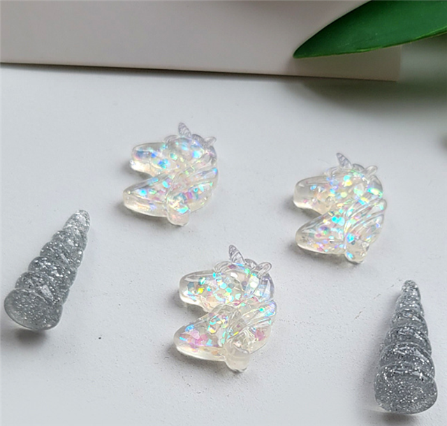 resin transparent glitter unicorn 3D resin accessories