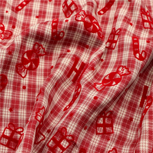 velvet christmas candy gift polyester yarn dyed fabric