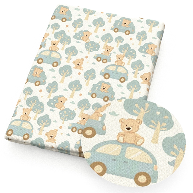polyester cotton bear series polyester cotton fabric set (4 pcs/set)