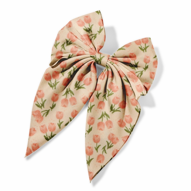 tulip print corduroy fabric 1#beige+pink flower,50*150cm(19.7*59.1