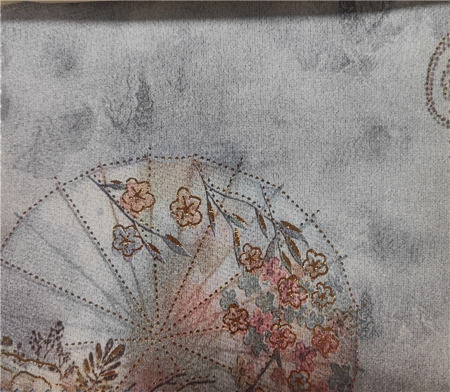 2 ways hot stamping chinese style flower suede fabric