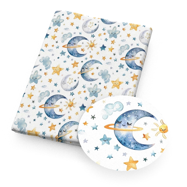 polyester cotton star moon car series polyester cotton fabric set (4 pcs/set)