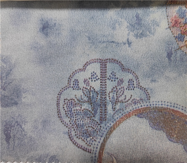 2 ways hot stamping chinese style flower suede fabric
