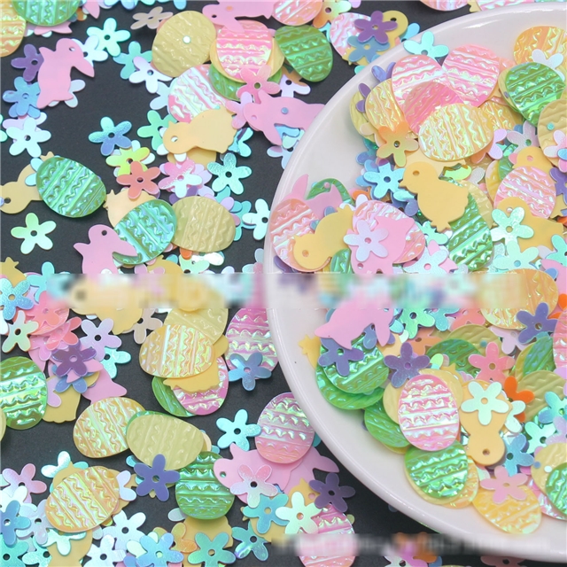 pvc mixed easter day eggs rabbit sequins package filler