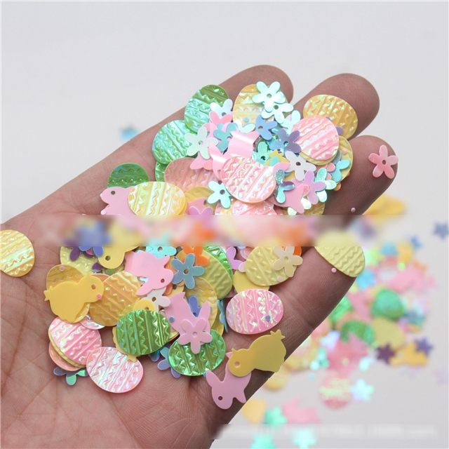 pvc mixed easter day eggs rabbit sequins package filler