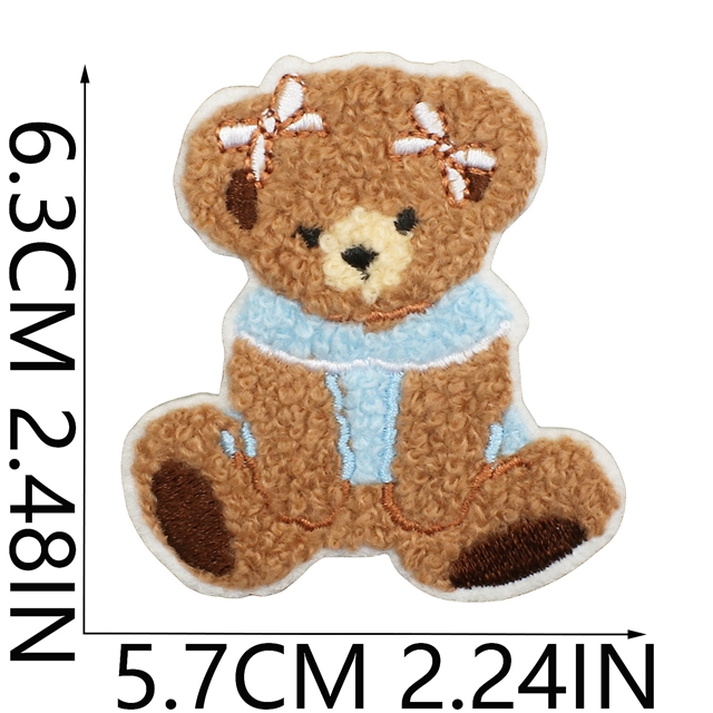 back with glue bear towel embroidery patch (back with glue)