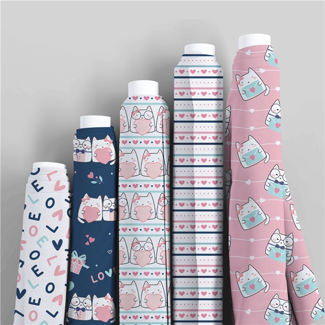 polyester cotton heart cat series polyester cotton fabric set (12 pcs/set) polyester cotton fabric,50*45cm(19.7*17.7