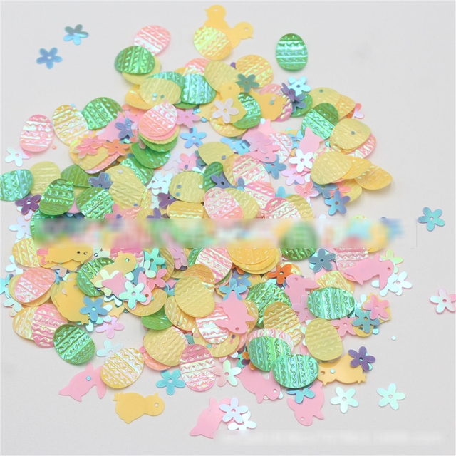 pvc mixed easter day eggs rabbit sequins package filler