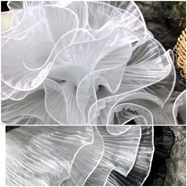 polyester folded large wave organza elastic lace (straightening quantity one yard)