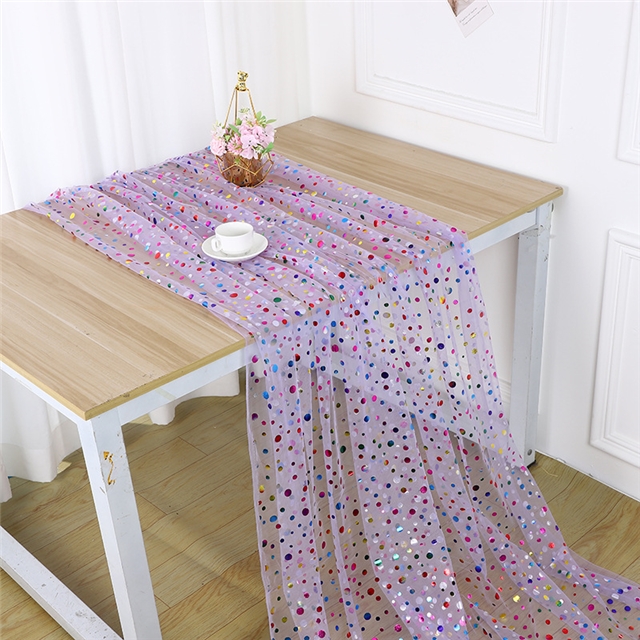 colourful gold hot stamping large and small dots mesh fabric