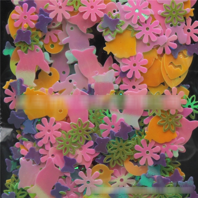 pvc mixed easter day eggs rabbit sequins package filler