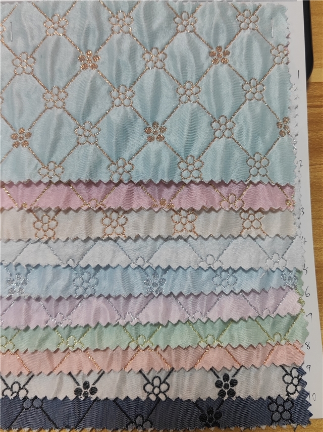 double layer embroidered flower diamond pattern gold silver silk jacquard fabric