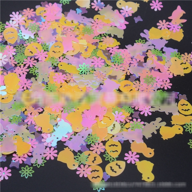 pvc mixed easter day eggs rabbit sequins package filler