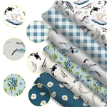 blueberry flower animals series polyester cotton fabric set (6 pcs/set)
