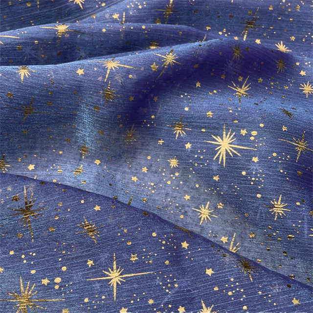 hot stamping star bright silk crepe organza fabric