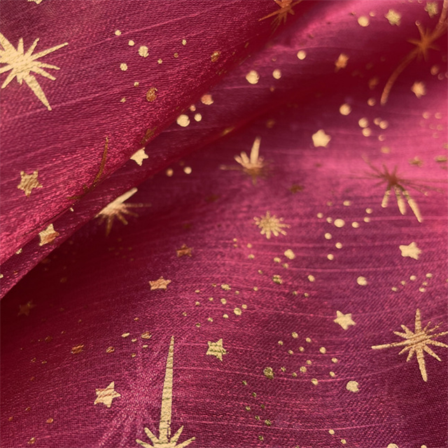 hot stamping star bright silk crepe organza fabric