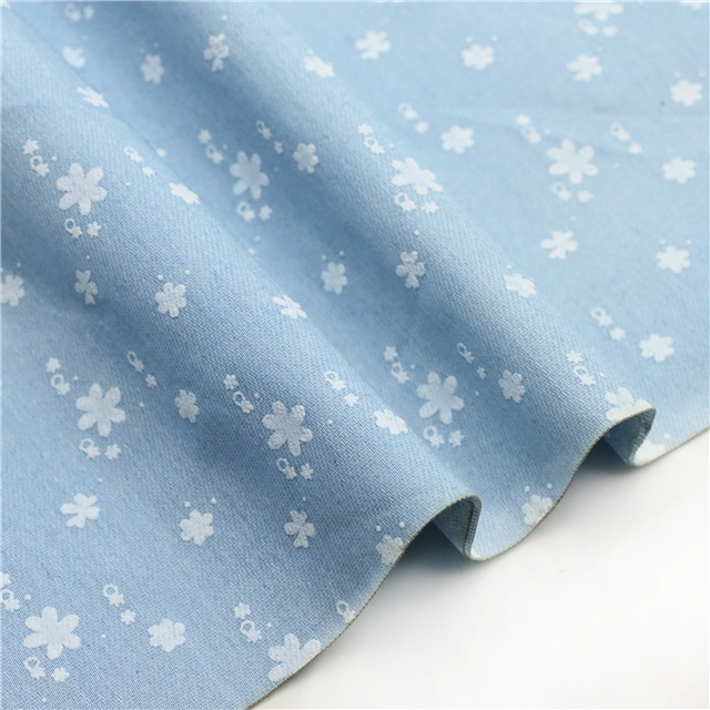 offset printed flower denim fabric 2#blue,50*150cm(19.7*59.1