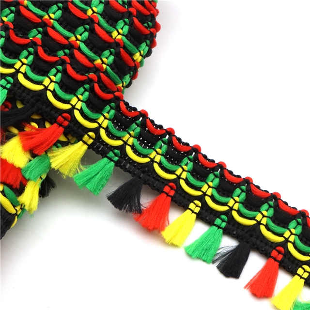 ethnic style colorful tassel lace 4#3cm(1.2