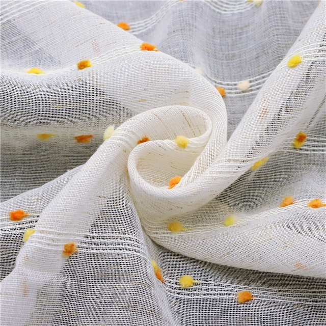 colorful wool ball horizontal stripe imitation linen fabric