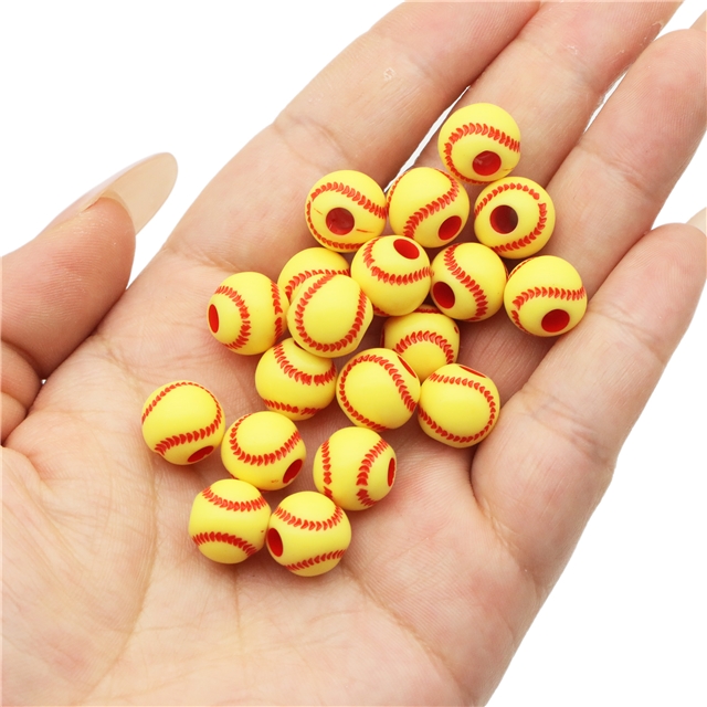 acrylic ball series acrylic beads baseball yellow,about 12mm(0.48