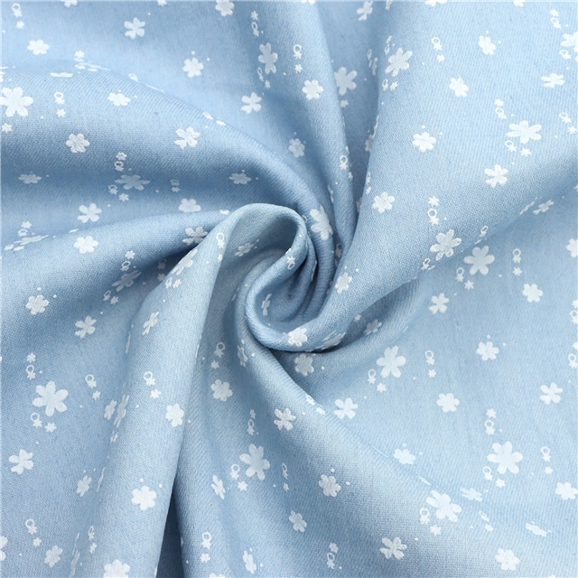 offset printed flower denim fabric 2#blue,50*150cm(19.7*59.1