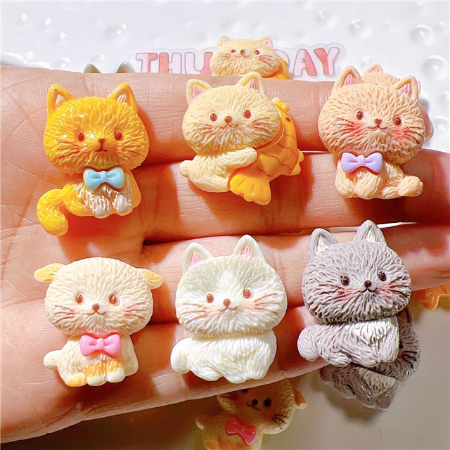 plastic/resin cute fishing cat 3d resin accessories