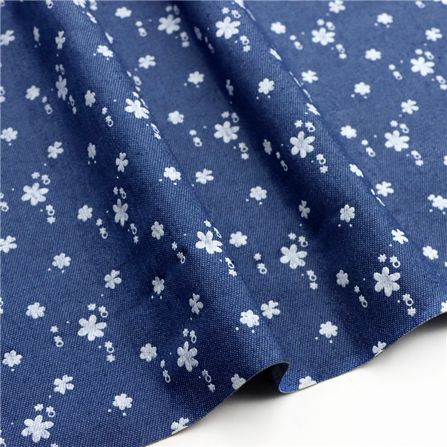 offset printed flower denim fabric 3#dark blue,50*150cm(19.7*59.1