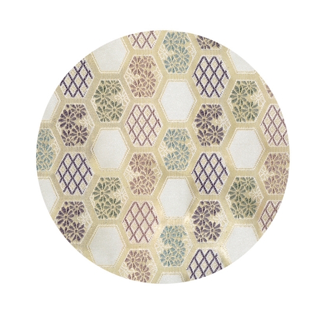 chinese style hexagonal woven satin gold and silver silk jacquard fabric
