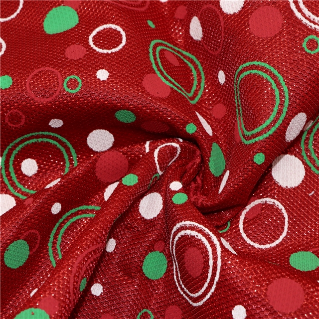 bright silk christmas circle wave dot offset printing plush bottom fabric